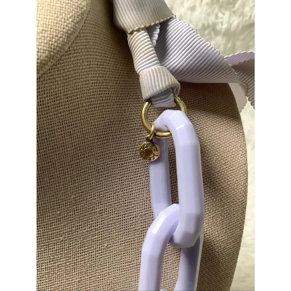 J. Crew Purple Acrylic Chain Link Ribbon Tie Statement Necklace Y2K Retro F16-26